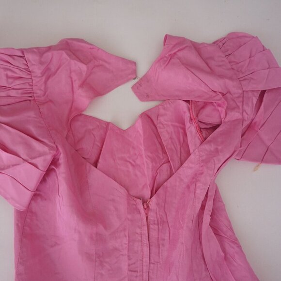 Vintage Bridal Originals Pink Bridesmaid 80's Prom Midi Short Sleeve Dress 10 - Picture 13 of 14